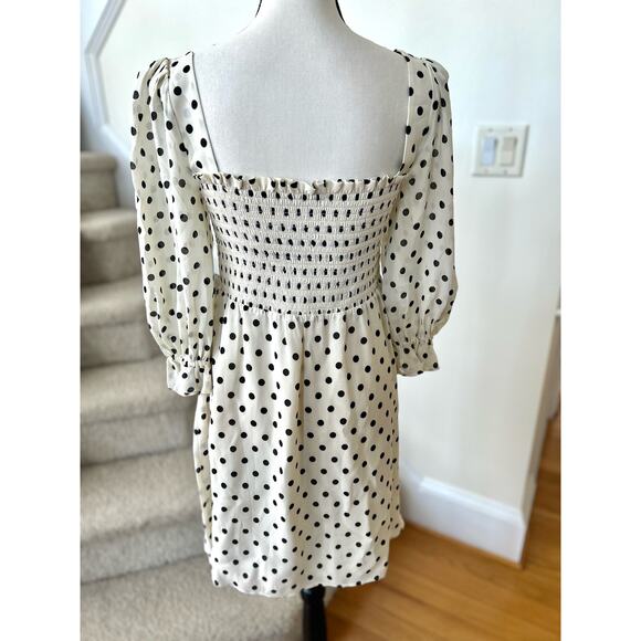 Reformation Zaria Portofino White & Black Polka Dot Mini Dress - Picture 3 of 6